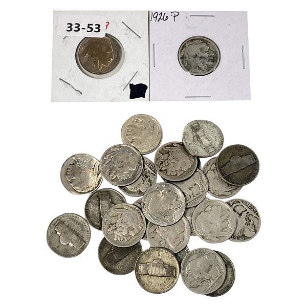 [26 Coins] 1913-1945 Buffalo&Jefferson Nickel Lot