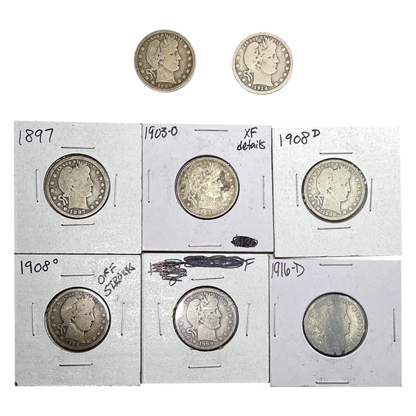 [8 Coins] 19897-1916 Barber Quarter