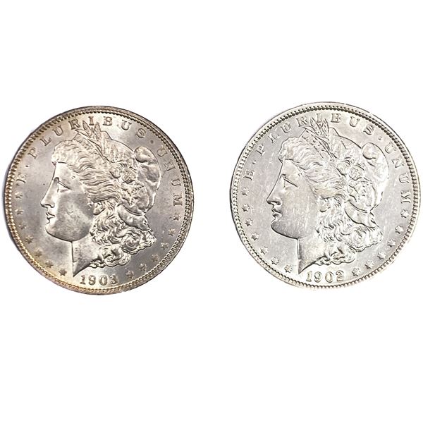 [2 Coins] 1902-1903 Morgan Silver Dollar