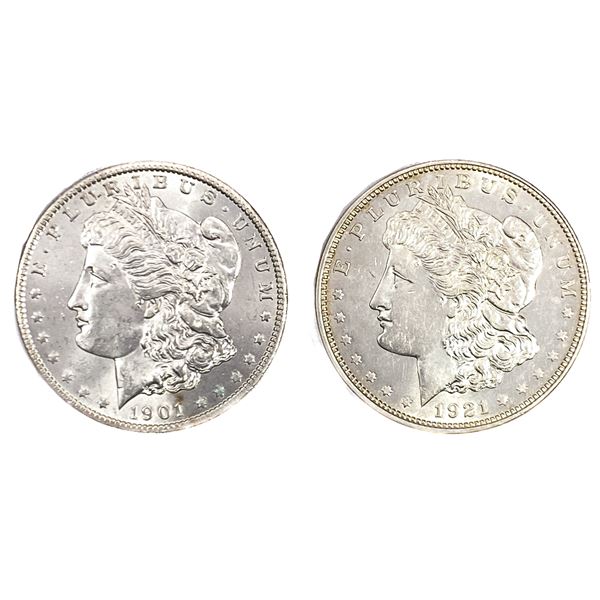 [2 Coins] 1901-1921 Morgan Silver Dollar