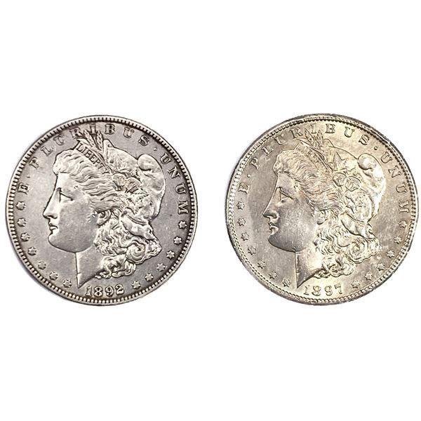 [2 Coins] 1892-1897 Morgan Silver Dollar