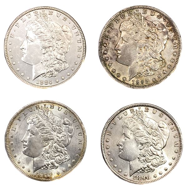 [4 Coins] 1884-1902 Morgan Silver Dollar