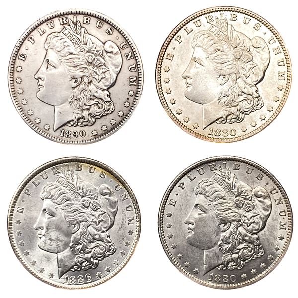 [4 Coins] 1880-1890 Morgan Silver Dollar