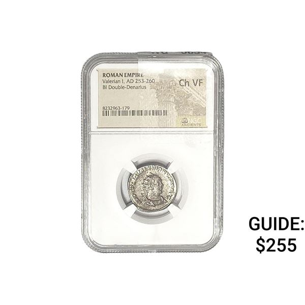Roman Valerian I, AD 253-260 BI DOuble Denarius NGC ChVF