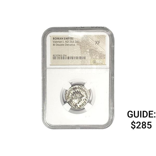 Roman Valerian I, AD 253-260 BI DOuble Denarius NGC XF