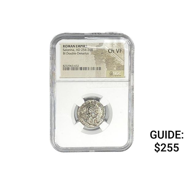 Roman Salonina, AD 254-268 BI Double-Denarius NGC ChVF