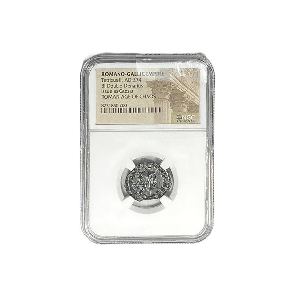Romano-Gallic Tetricus II, AD 274 BI Double-Denarius NGC