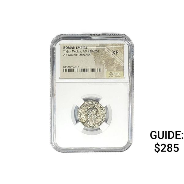 Roman Trajan Decius, AD 249-251 AR Double-Denarius NGC XF
