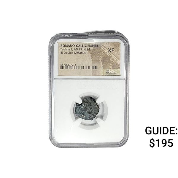 Romano-Gallic Tetricus I, AD 271-274 BI Double-Denarius NGC XF