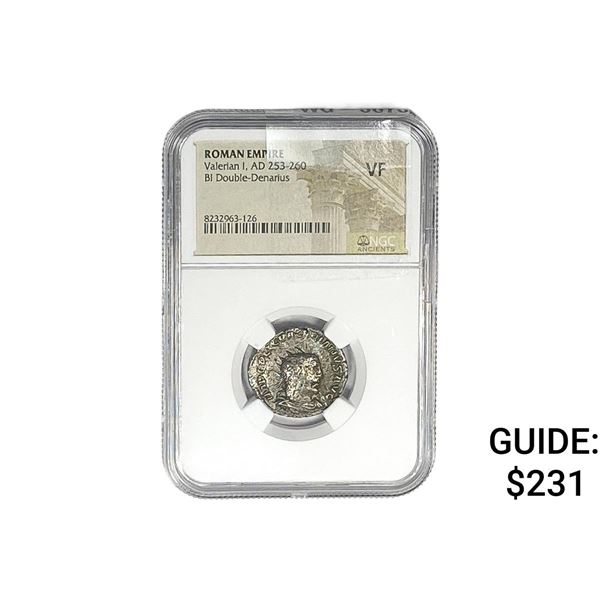 Roman Valerian I, AD 253-260 BI DOuble Denarius NGC VF