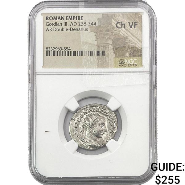 Roman Gordian III, AD 238-244 AR Double-Denarius NGC Ch VF