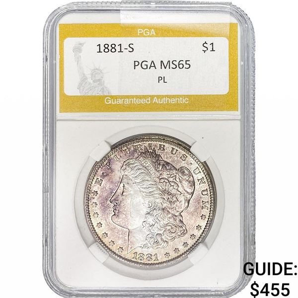 1881-S Morgan Silver Dollar PGA MS65 PL
