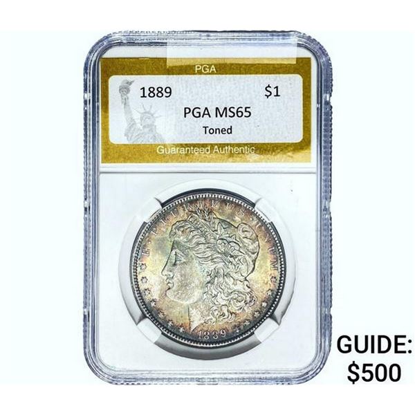 1889 Morgan Silver Dollar PGA MS65 Toned