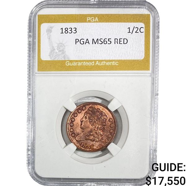 1833 Classic Head Half Cent PGA MS65 RED