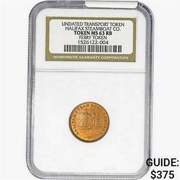 Ferry Token Halifax Steamboat Co. NGC MS63 RB