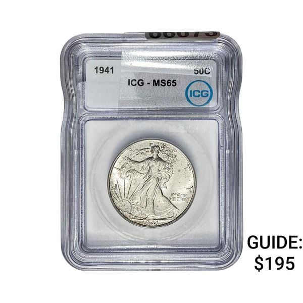 1941 Walking Liberty Half Dollar ICG MS65