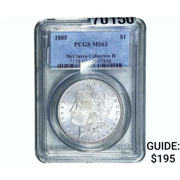 1885 Morgan Silver Dollar PCGS MS63