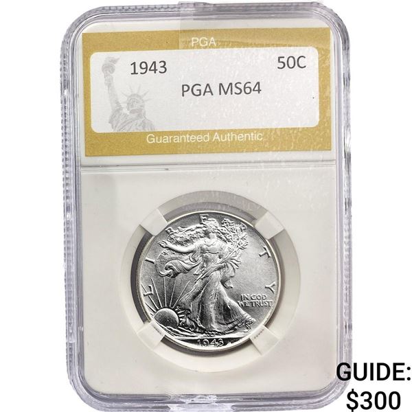 1943 Walking Liberty Half Dollar PGA MS64