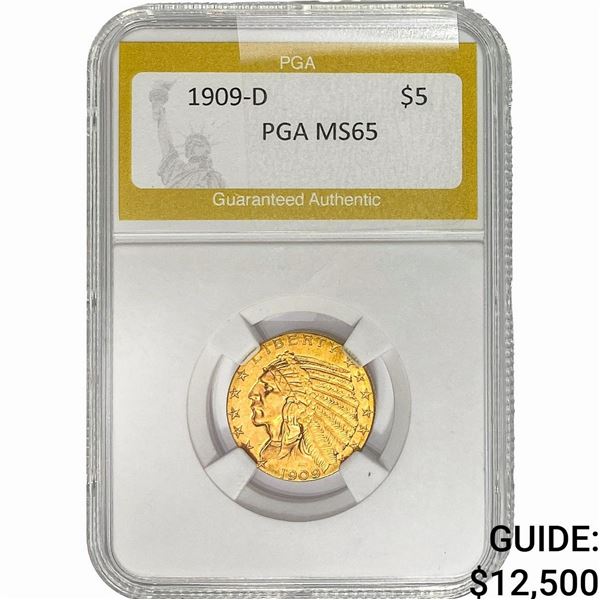 1909-D $5 Gold Half Eagle PGA MS65