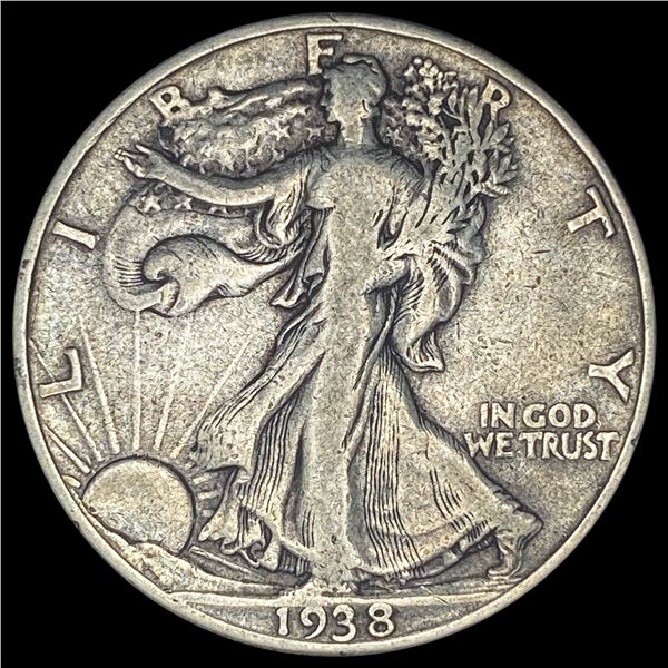 1938-D Silver Half Dollar Walking Liberty LIGHTLY CIRCULATED