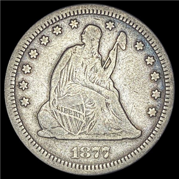1877-CC Silver Seated Liberty Quarter LIGHTLY CIRCULATED