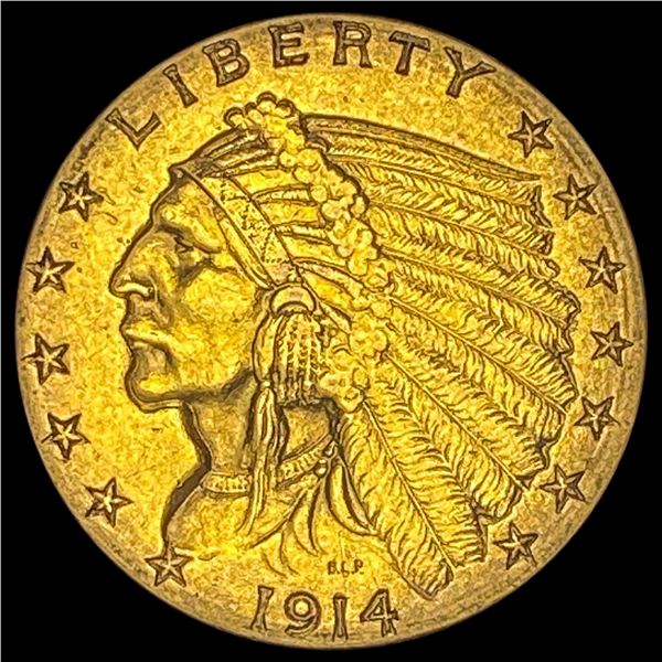 1914 Indian Head Gold Quarter Eagle $2.50 CLOSELY UNCIRCULATED