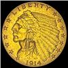 Image 1 : 1914 Indian Head Gold Quarter Eagle $2.50 CLOSELY UNCIRCULATED