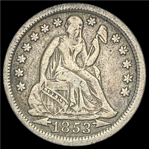 1853 Arrows Seated Liberty Dime LIGHTLY CIRCULATED