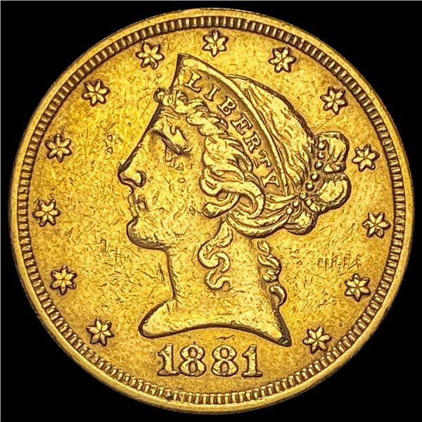 1881 Liberty Head Half Eagle $5 Gold UNCIRCULATED