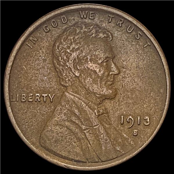 1913-S Bronze Lincoln Wheat Cent NEARLY UNCIRCULATED