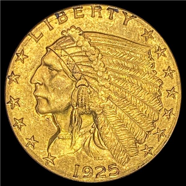 1925-D Gold Indian Head $2.50 Quarter Eagle CLOSELY UNCIRCULATED