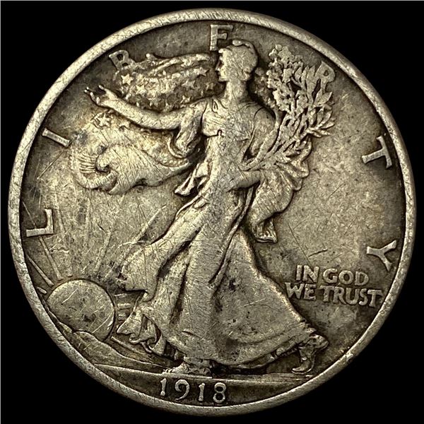 1918-S Silver Walking Liberty Half Dollar NEARLY UNCIRCULATED