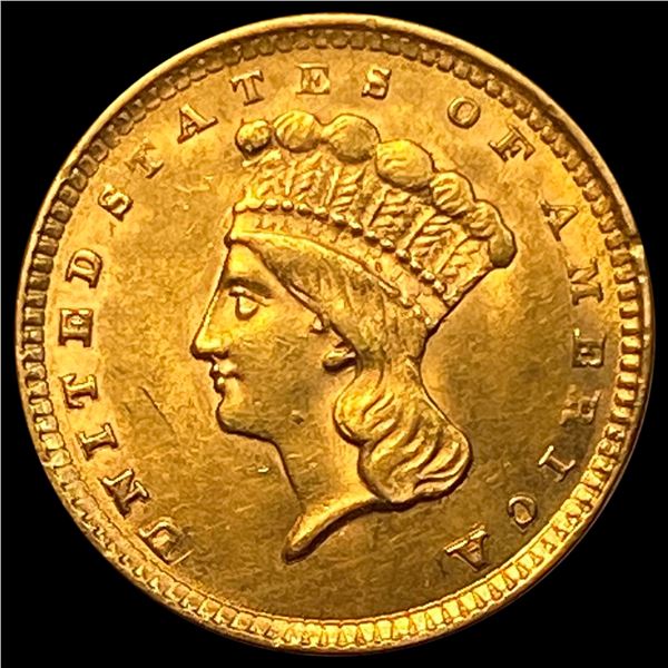 1857 Gold $1 Indian Head Type 3 CHOICE AU