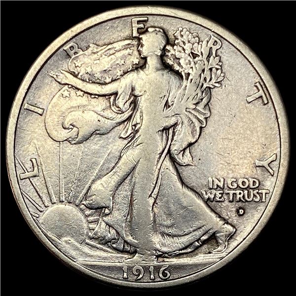 1916-D Silver Half Dollar Walking Liberty LIGHTLY CIRCULATED