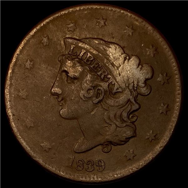 1839 Copper Large Cent (Coronet Head) LIGHTLY CIRCULATED