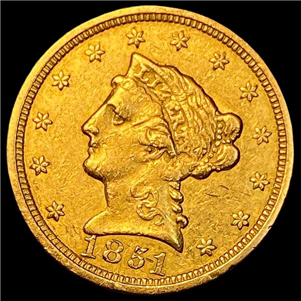 1851-O Gold $2.50 Liberty Head Quarter Eagle CLOSELY UNCIRCULATED