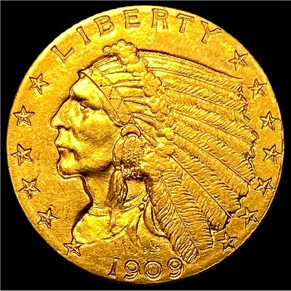1909 Indian Head Gold $2.50 Quarter Eagle CLOSELY UNCIRCULATED