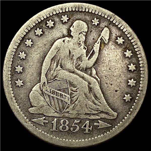 1854 Arrows Seated Liberty Quarter LIGHTLY CIRCULATED