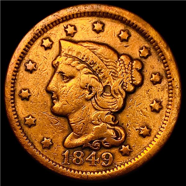 1849 Braided Hair Large Cent LIGHTLY CIRCULATED