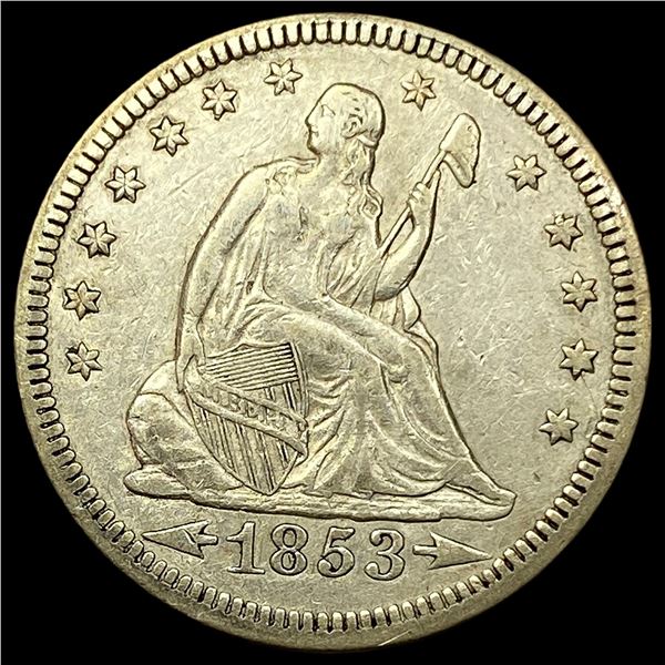 1853 Arrows Seated Liberty Silver Quarter NEARLY UNCIRCULATED