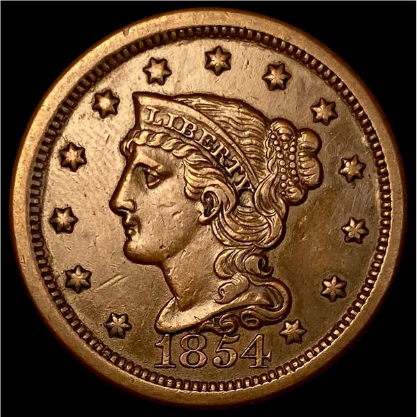 1854 Braided Hair Large Cent CLOSELY UNCIRCULATED