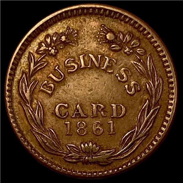 1861 Henry C. Welles Business Card Token CLOSELY UNCIRCULATED