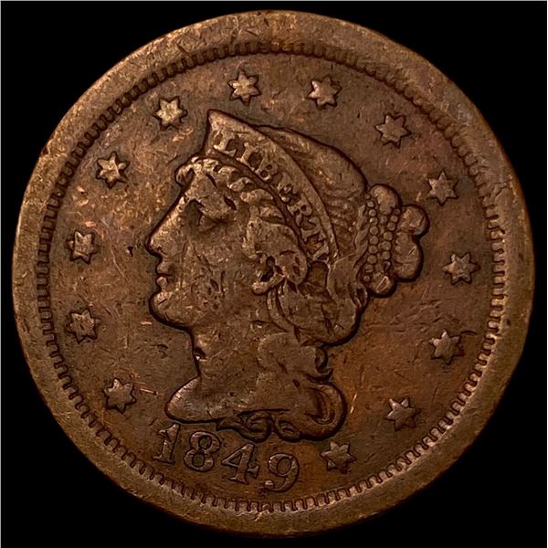 1849 Braided Hair Large Cent LIGHTLY CIRCULATED