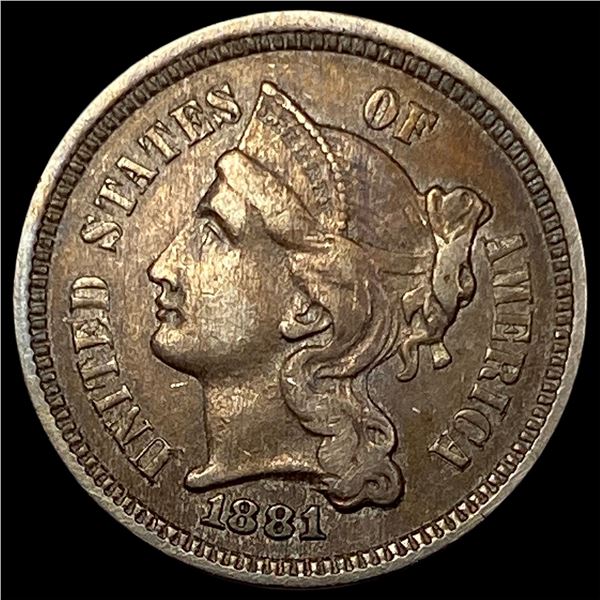 1881 Nickel Three-Cent Piece NEARLY UNCIRCULATED