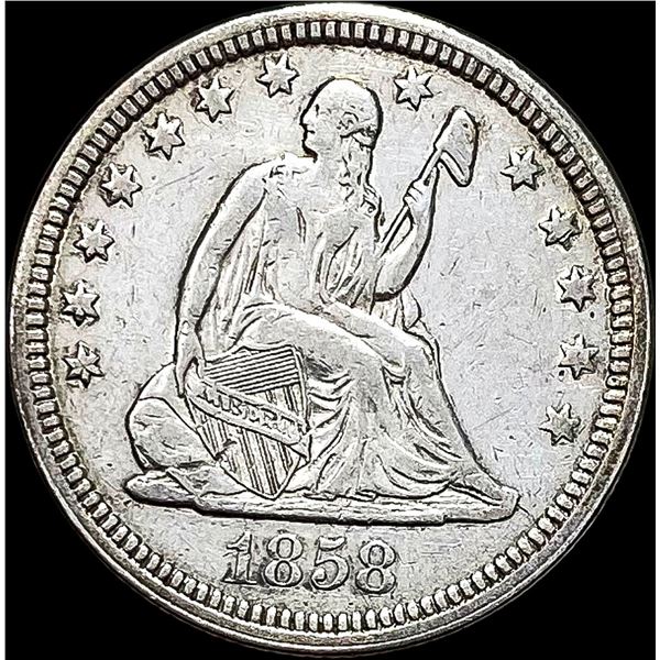 1858 Seated Liberty Silver Quarter NEARLY UNCIRCULATED
