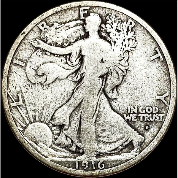 1916-D Walking Liberty Half Dollar LIGHTLY CIRCULATED