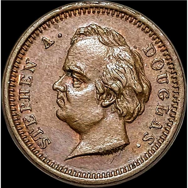Stephen A. Douglas Civil War Token 1860s. CLOSELY UNCIRCULATED