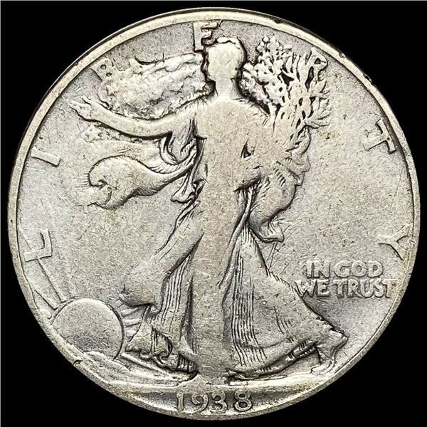 1938-D Silver Half Dollar Walking Liberty LIGHTLY CIRCULATED