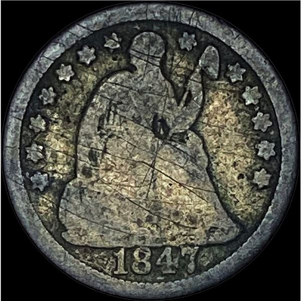 1847 Seated Liberty Half Dime NEARLY UNCIRCULATED