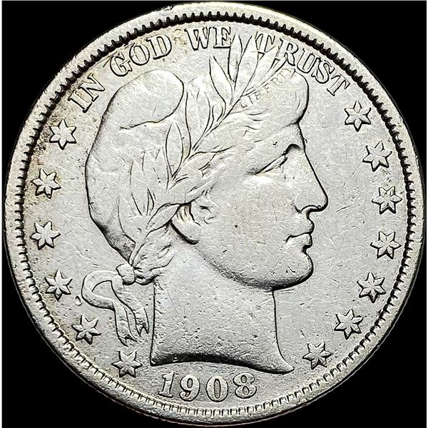 1908 Silver Barber Half Dollar LIGHTLY CIRCULATED
